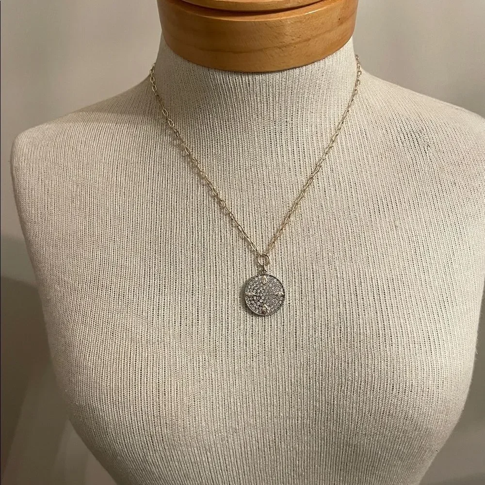 Park Lane Lennox Necklace Crystal Pave Round Pendant Necklace - Two-tone Jewelry
